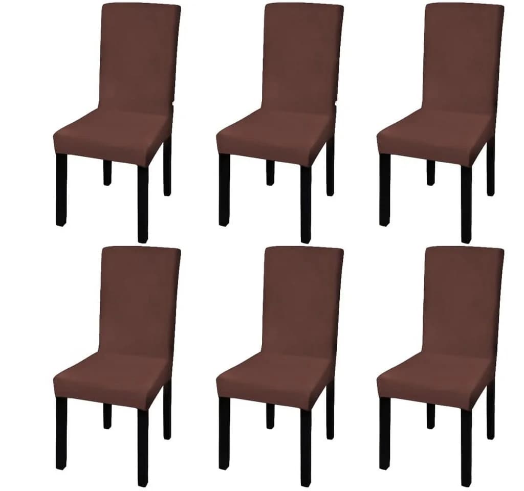 furnicato Stuhlhussen 6er Set Braun Elastisch Knitterfrei - Bild 2