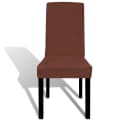furnicato Stuhlhussen 6er Set Braun Elastisch Knitterfrei Bild 3