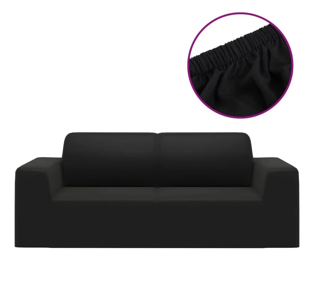 Furnicato Stretch Sofahusse 2-Sitzer Schwarz Polyester-Jersey - Bild 2