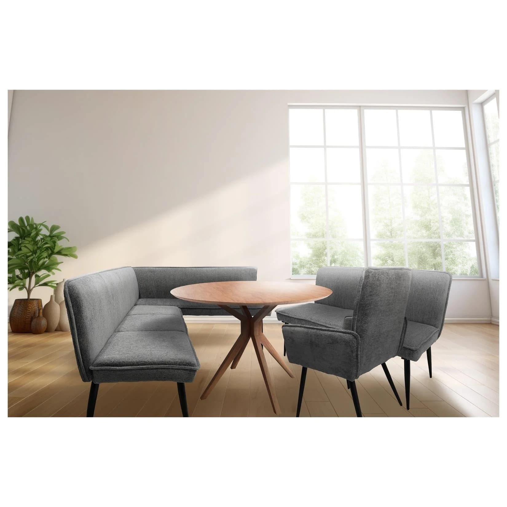 HTI-Living Bank Mesilla Blaugrau Chenille-Optik Retro
