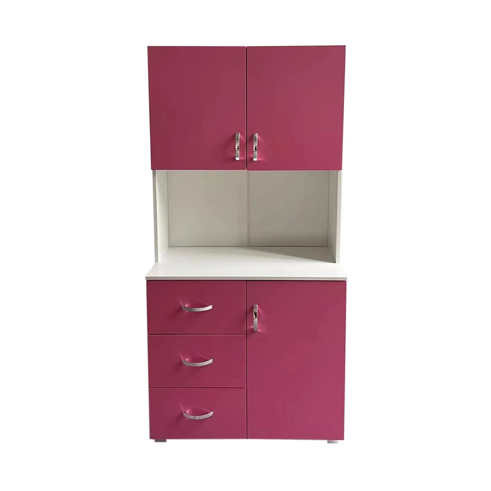 HTI-Living Kinderkleiderschrank Weiß Pink 6 Regale 3 Schubladen