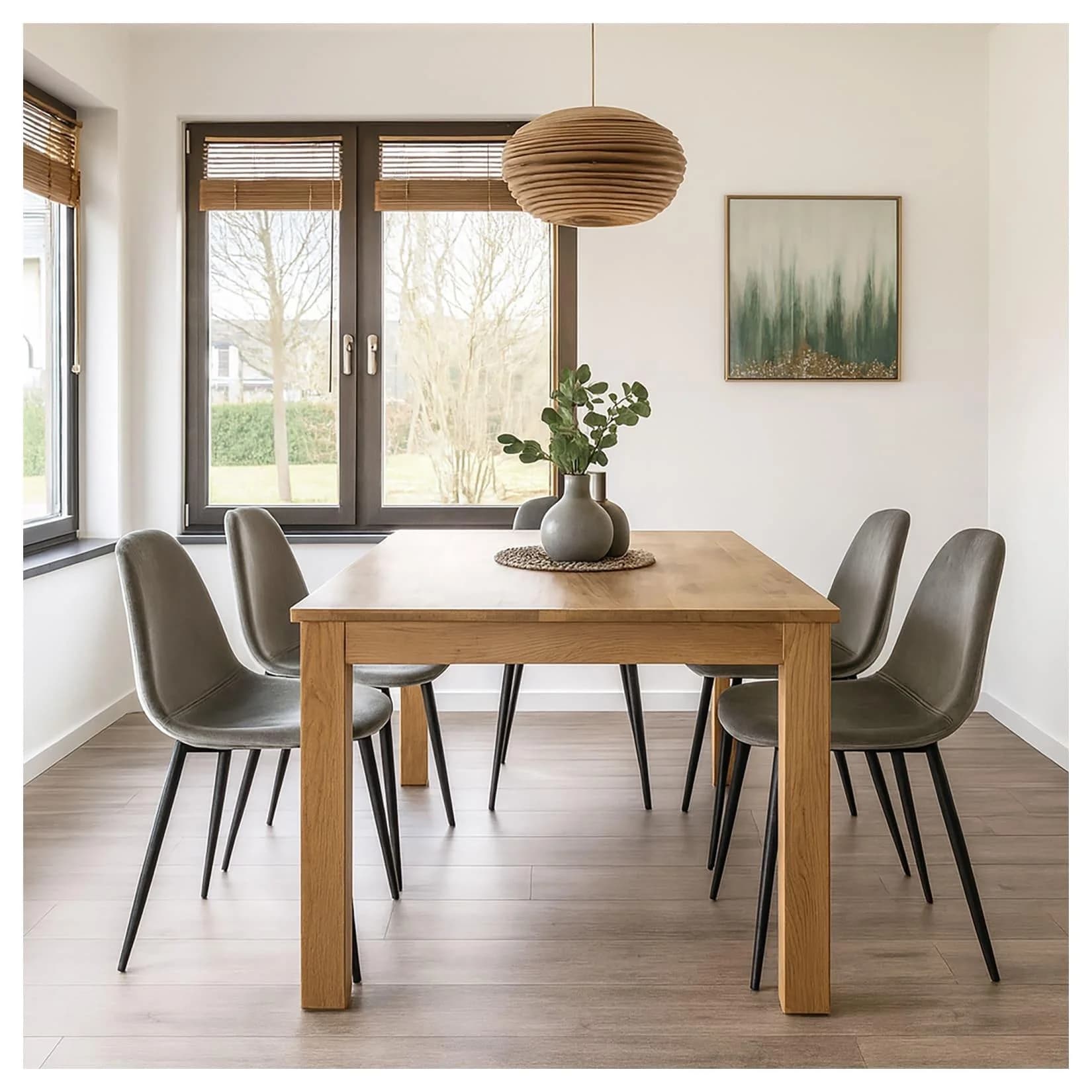 HTI-Living Esszimmerstuhl Set 4er Grau Samt