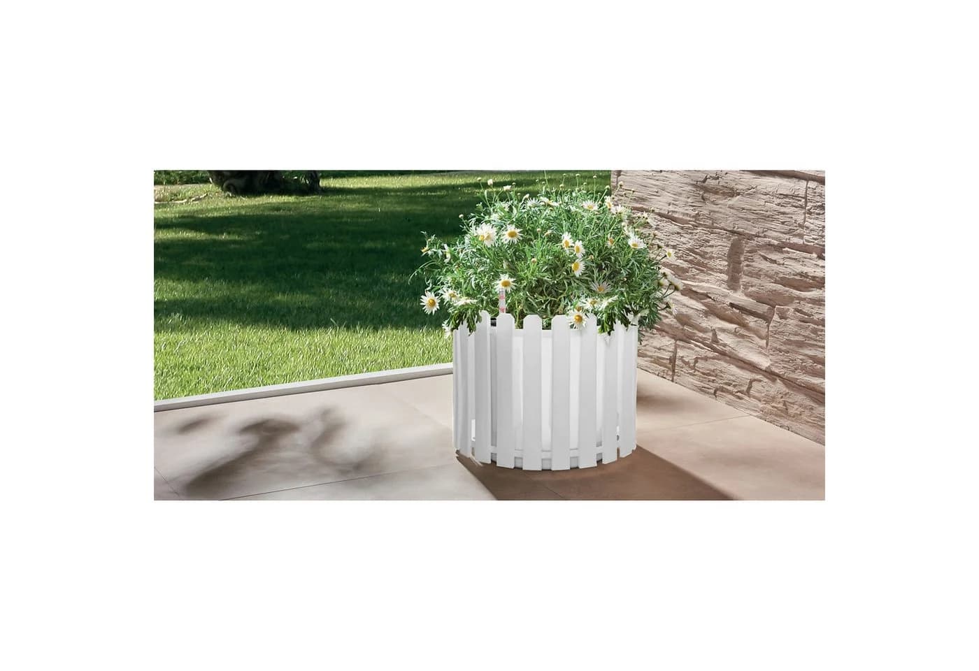 HTI-Living Blumentopf Nessa rund weiß mit Wasserspeicher