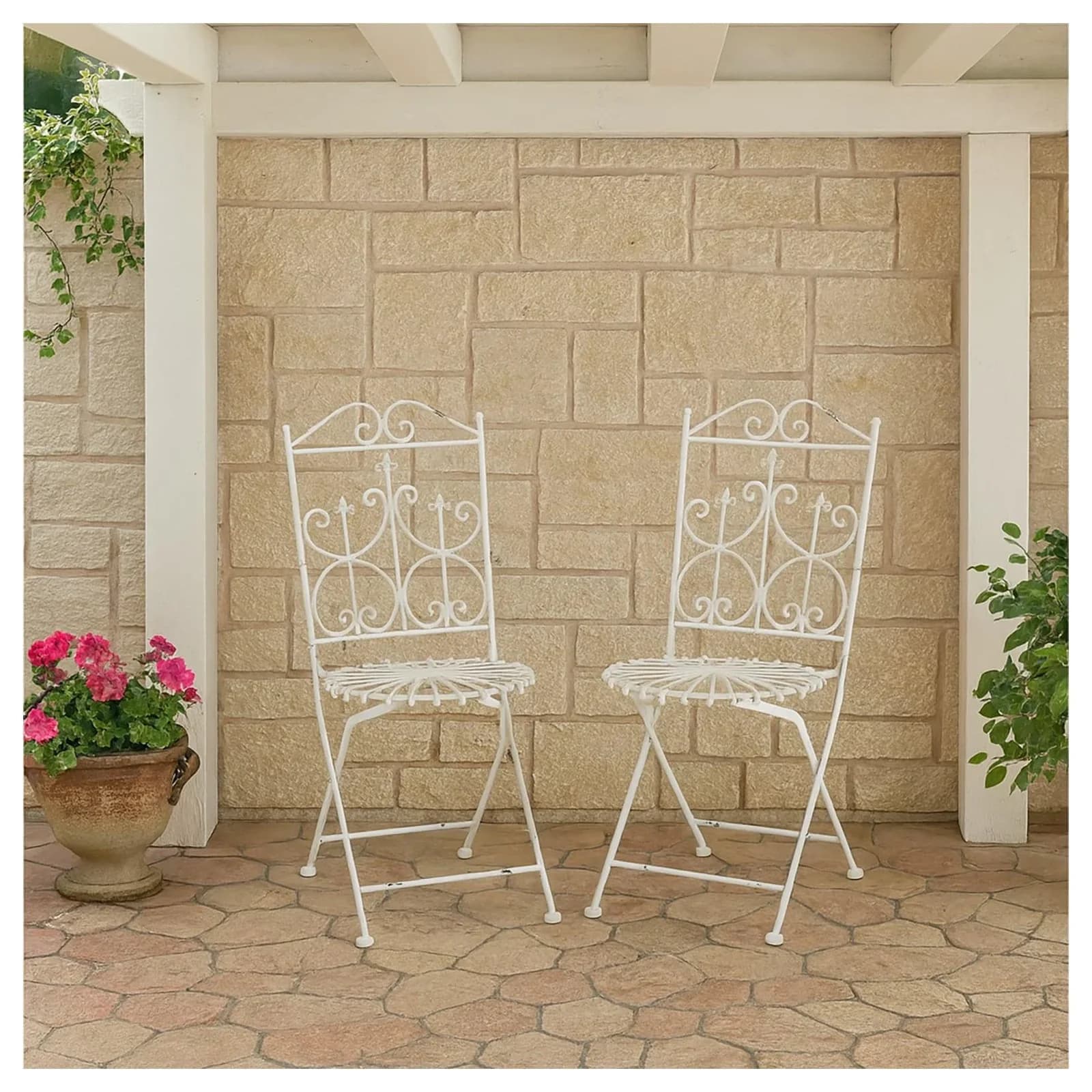 HTI-Living Gartenstuhl Romantic Garden Metall Klappstuhl 2er Set
