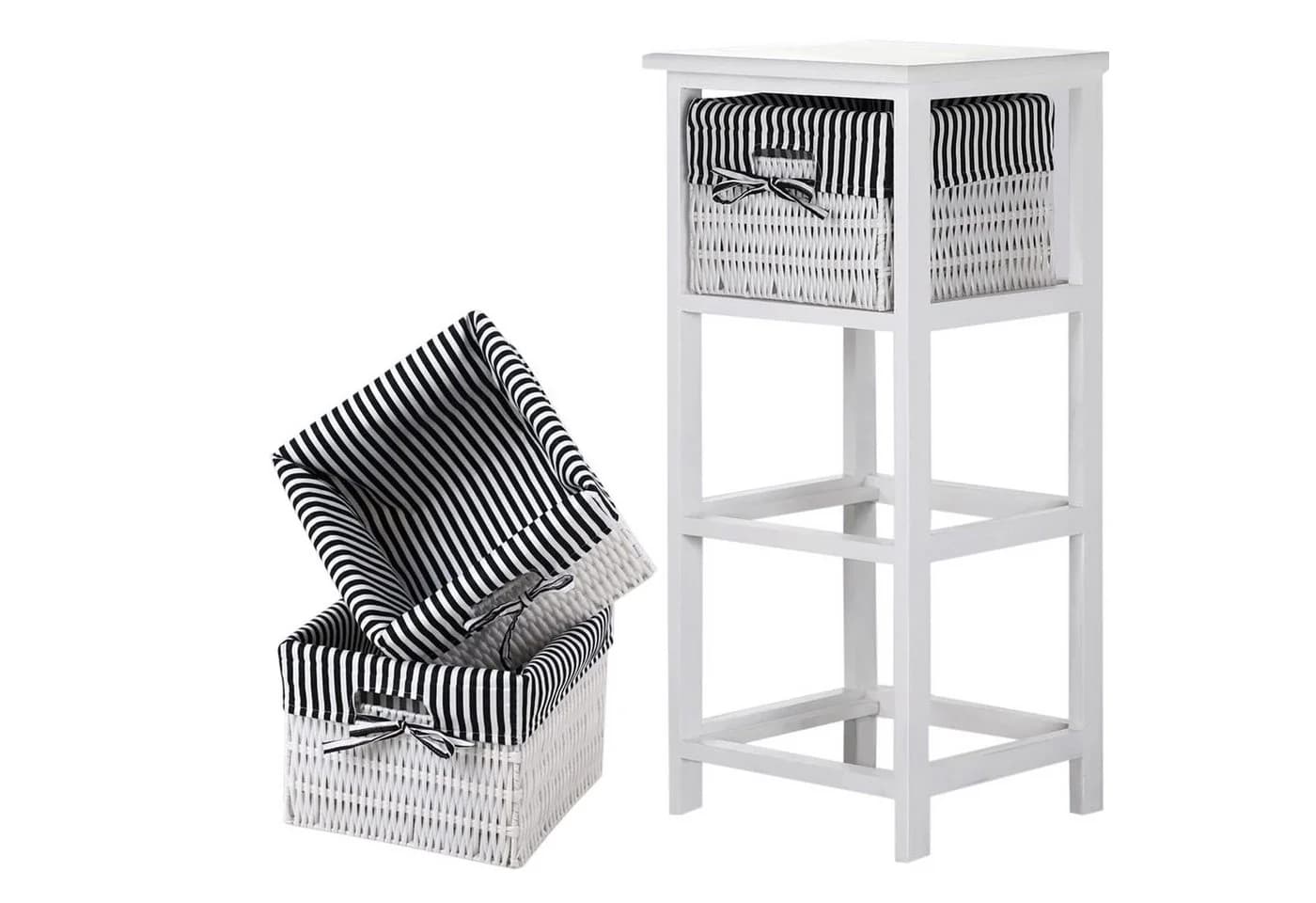 HTI-Living Badregal Mia mit 3 Körben Weiß Schwarz Landhausstil - Bild 5