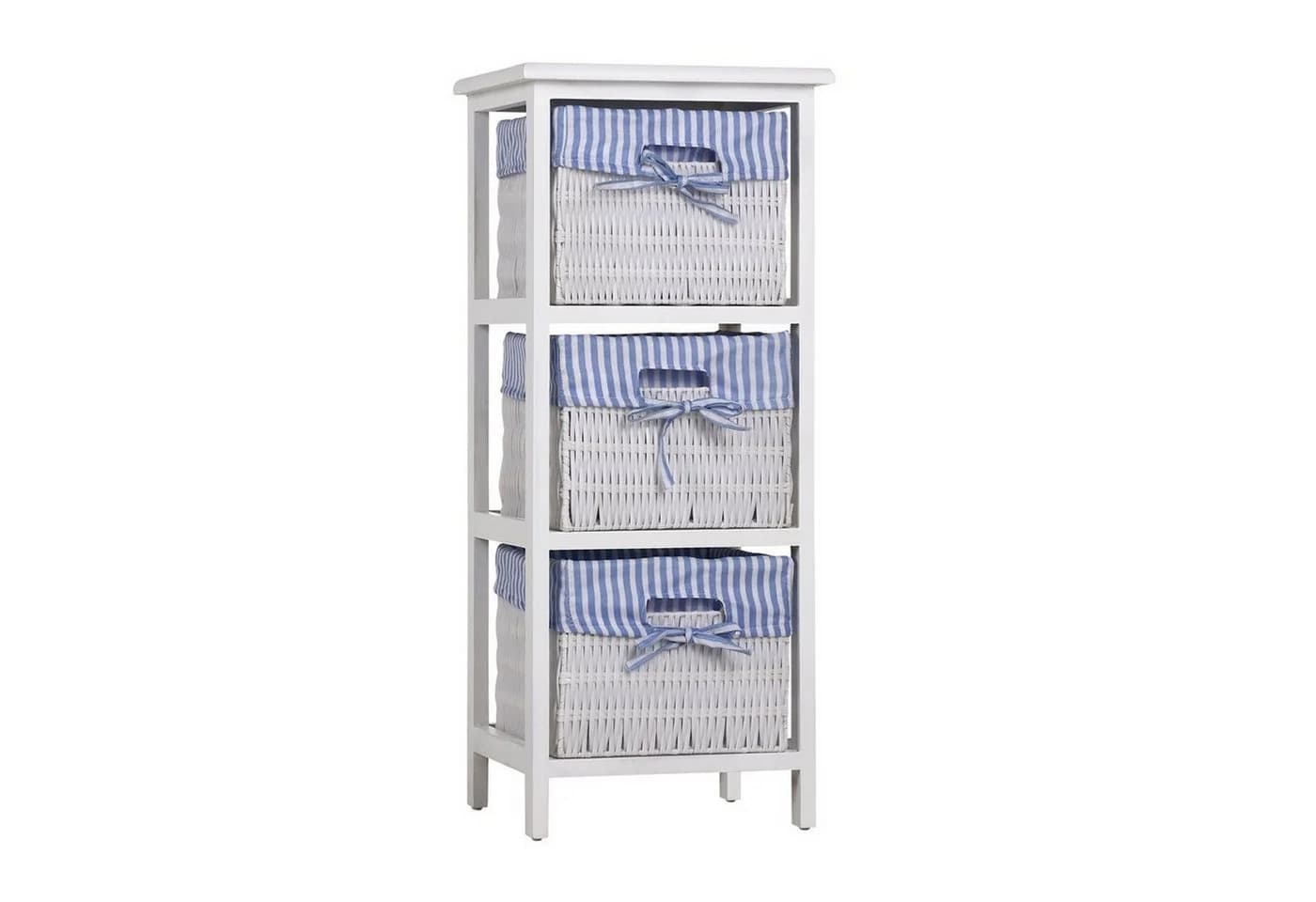 HTI-Living Badregal Mia 3 Körbe Weiß Blau Landhaus Stil - Bild 3