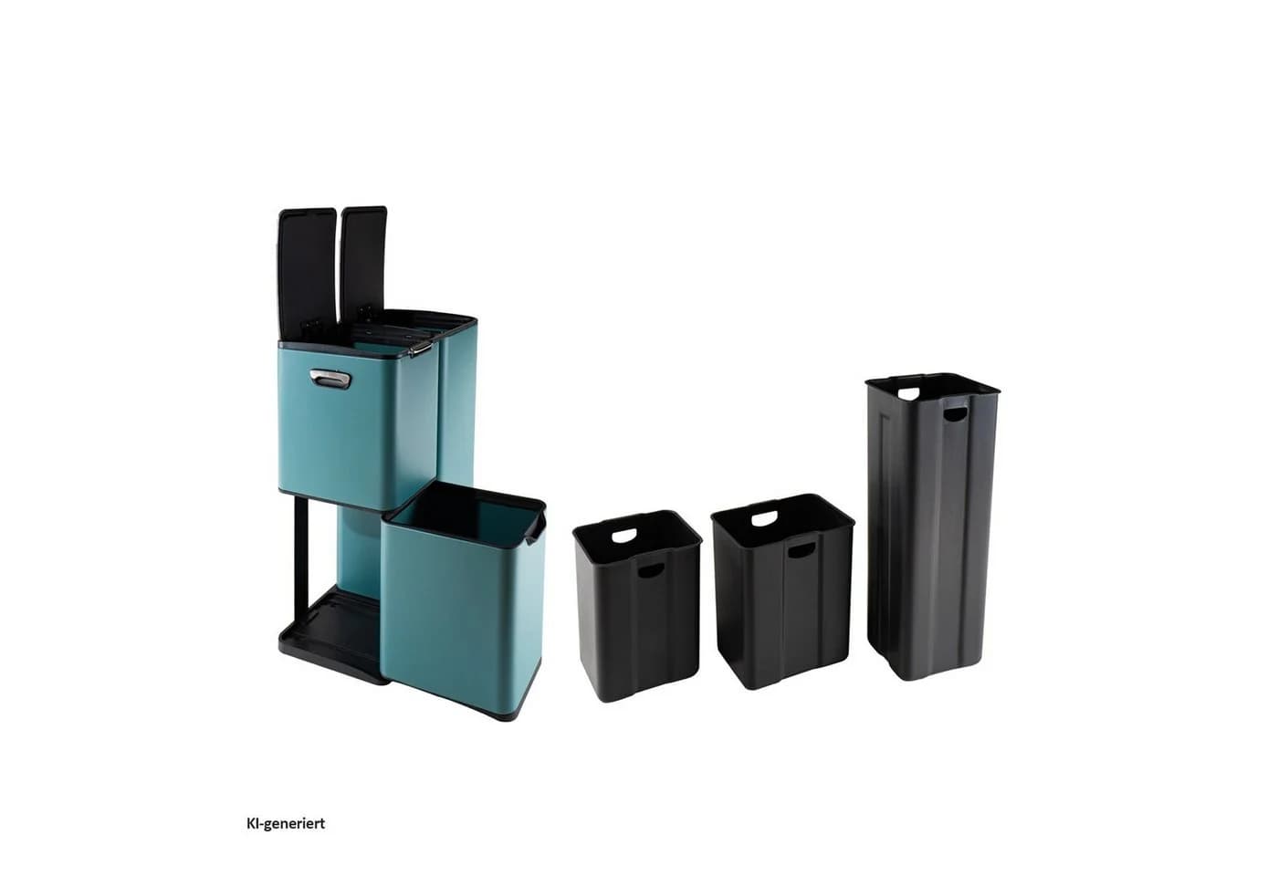 HTI-Living Mülltrennsystem Jannik 60L Türkis Edelstahl - Bild 4
