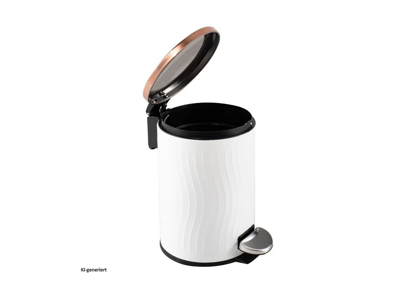 HTI-Living Kosmetikeimer Jannik 3L Weiß/Kupfer mit Trittmechanismus