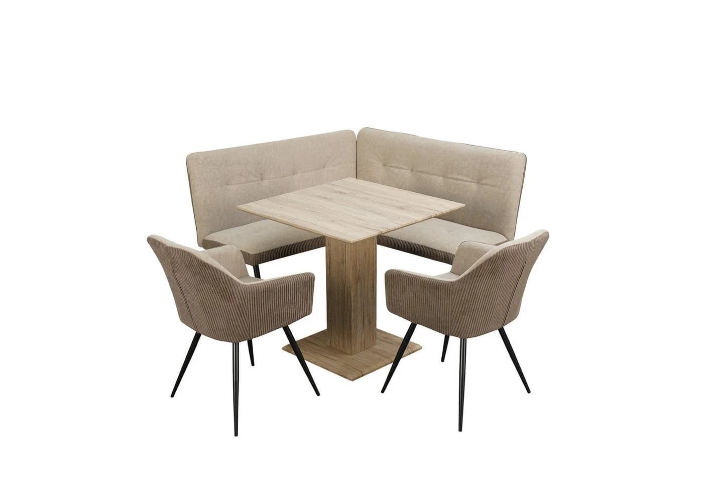 HTI-Living Eckbankgruppe Joschka 4-tlg. Taupe Cord Webstoff - Bild 2