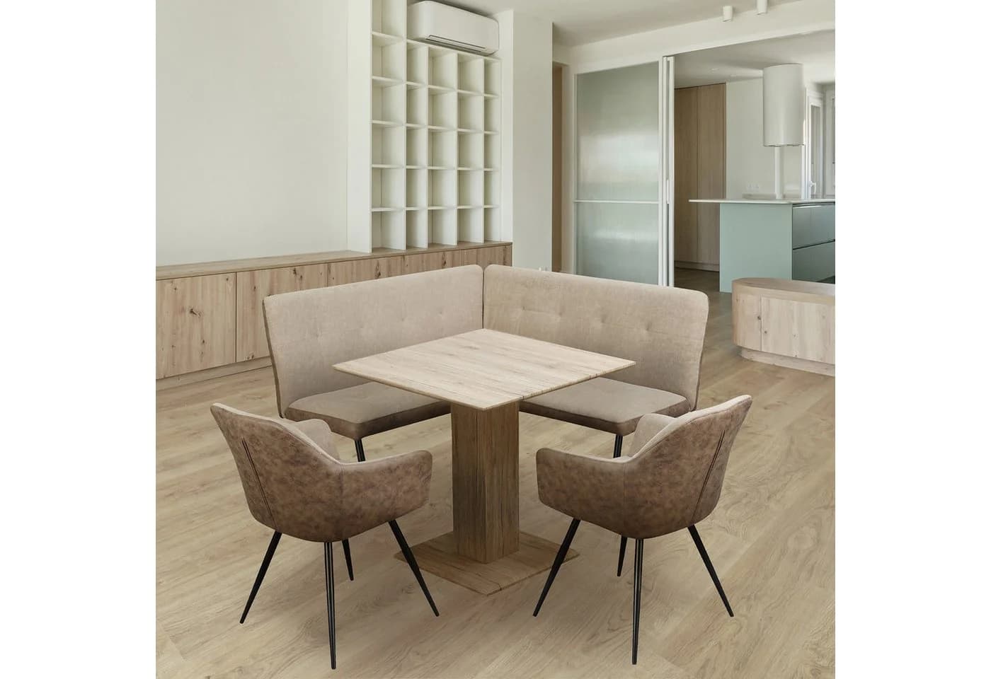 HTI-Living Eckbankgruppe Joschka 4-tlg. Braun/Beige Wildlederoptik