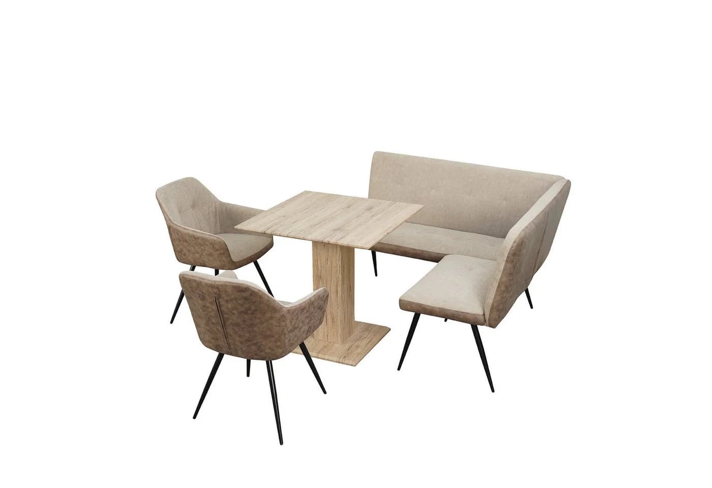 HTI-Living Eckbankgruppe Joschka 4-tlg. Braun/Beige Wildlederoptik - Bild 3