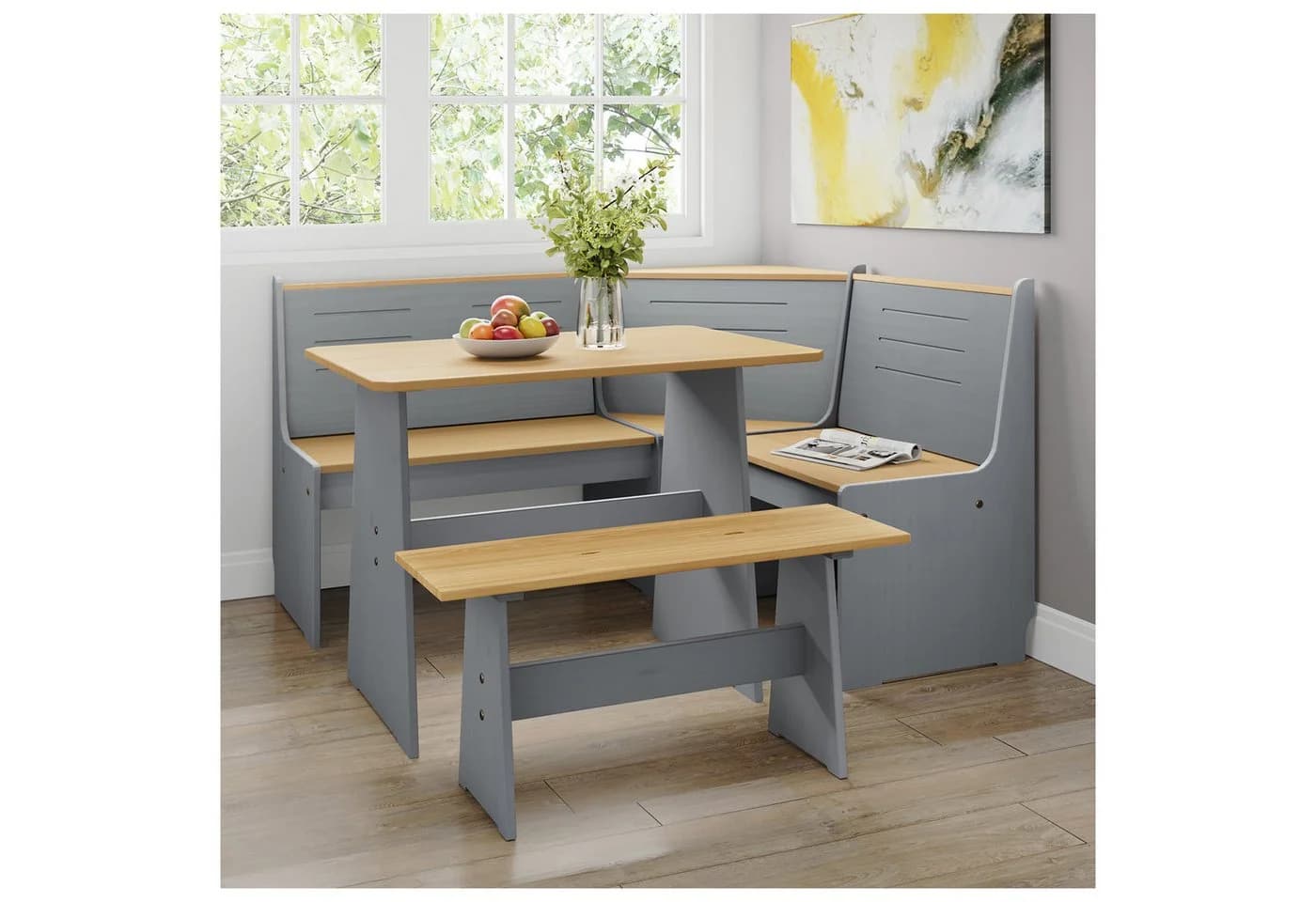 HTI-Living Eckbankgruppe 3-teilig Marija Grau Landhausstil - Bild 3