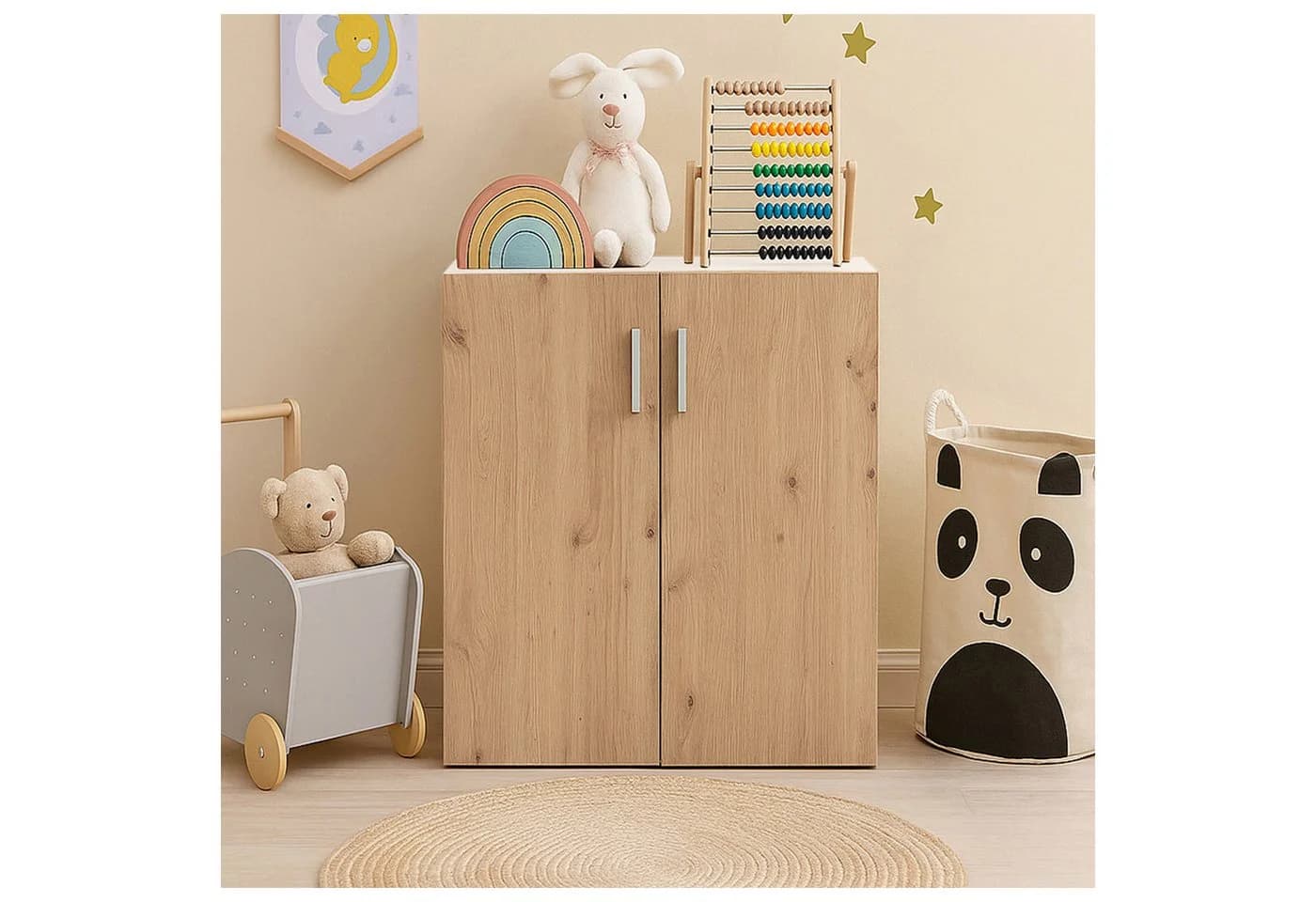 HTI-Line Kommode Nina Weiß-Artisaneiche mit 2 Regalfächern - Bild 4