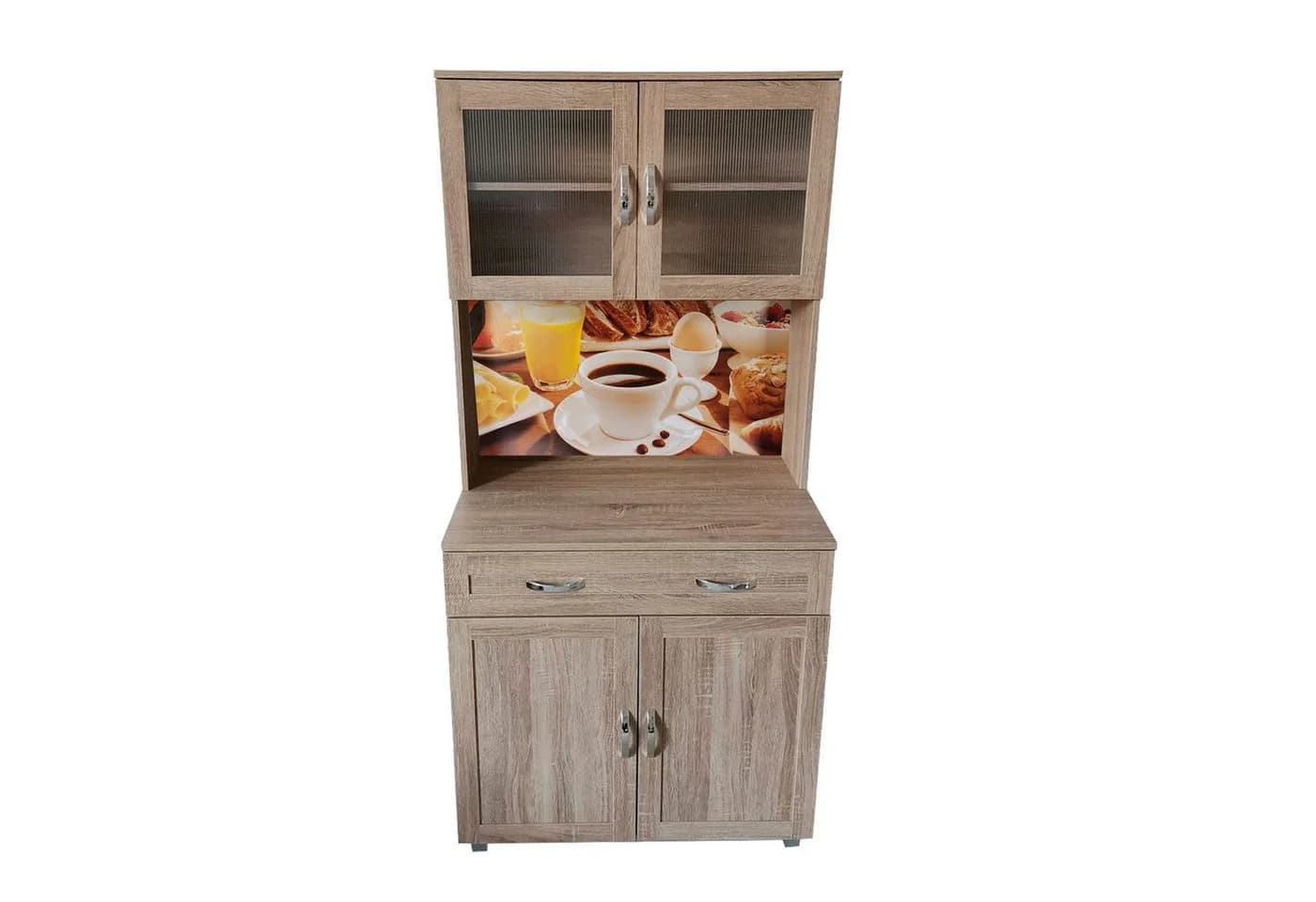 HTI-Living Hochschrank Küchenbuffet mit Glasteil Sonoma Blanca - Bild 2