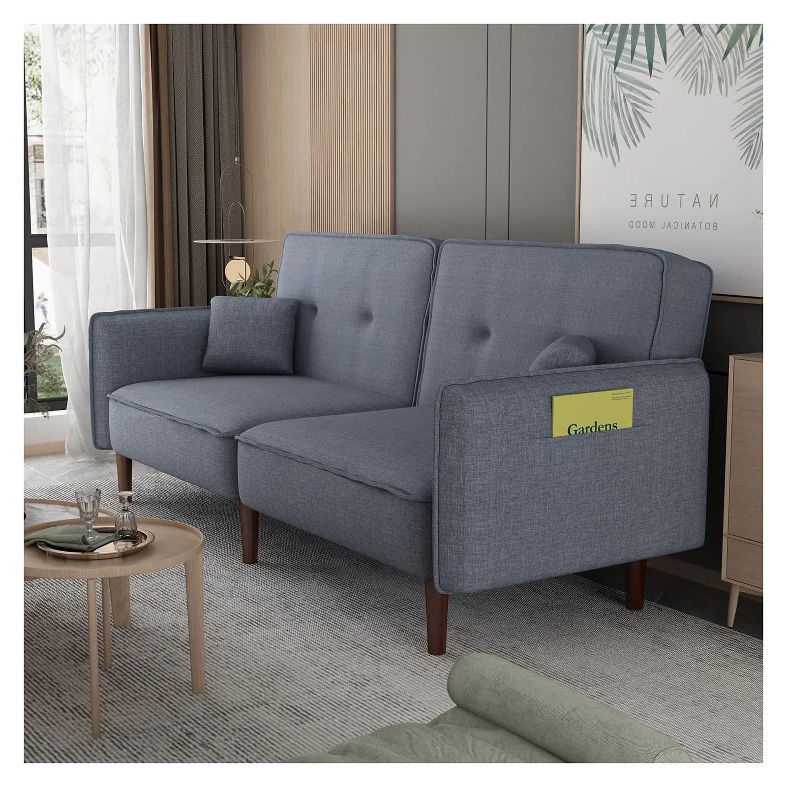 HTI-Living 2-Sitzer Funktionssofa Amrei Grau Schlafsofa mit Klick-Klack-Funktion