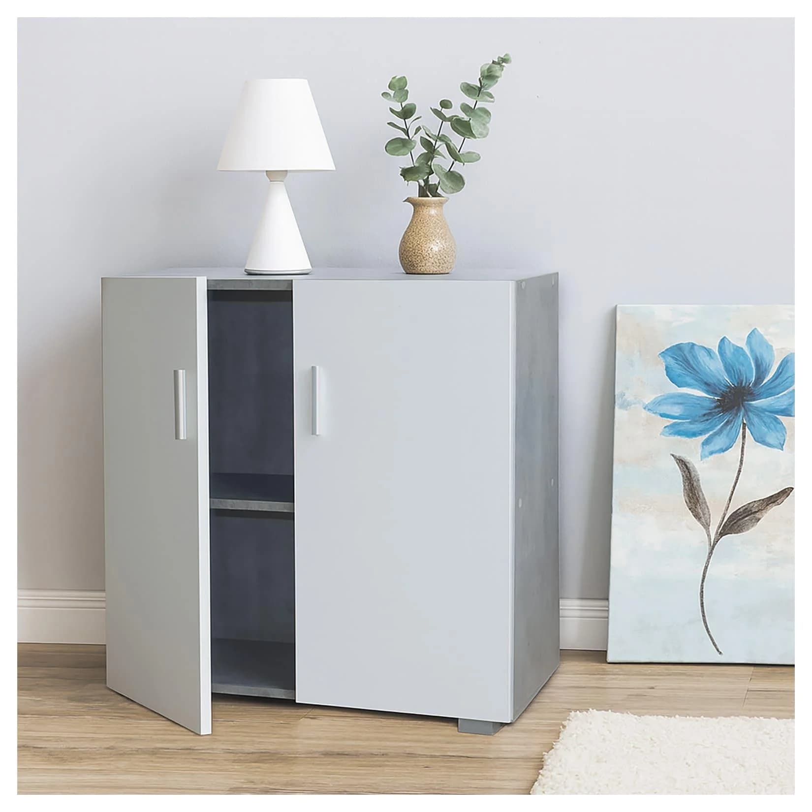 HTI-Living Sideboard 2 Fächer Thekla Beton-Weiß Kommode