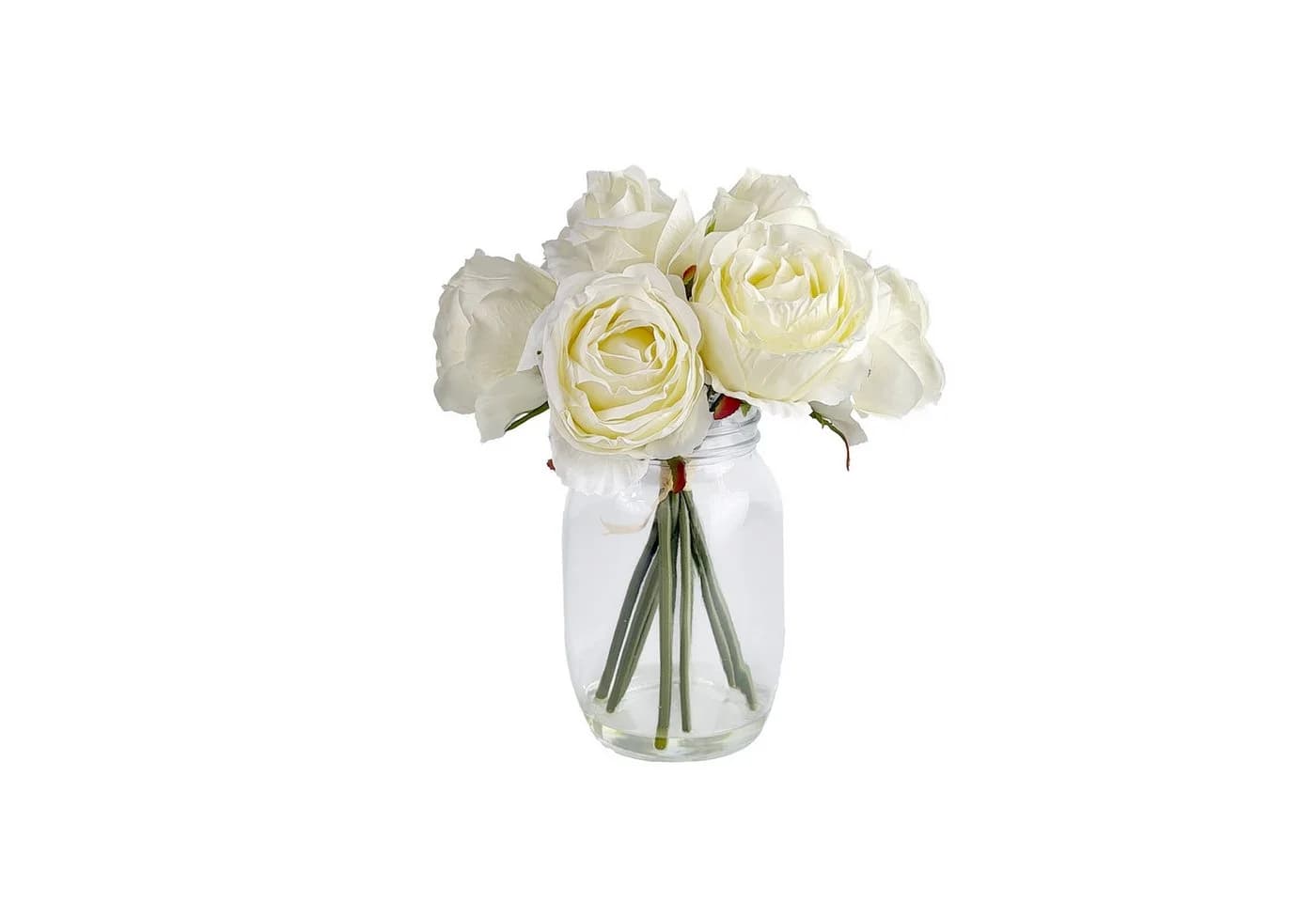 Kunstblume Rosenstrauß mit Vase Weiß HTI-Living - Bild 2