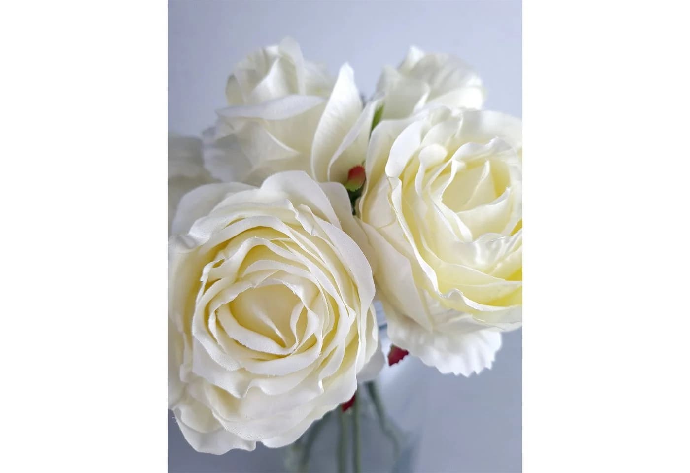 Kunstblume Rosenstrauß mit Vase Weiß HTI-Living - Bild 3