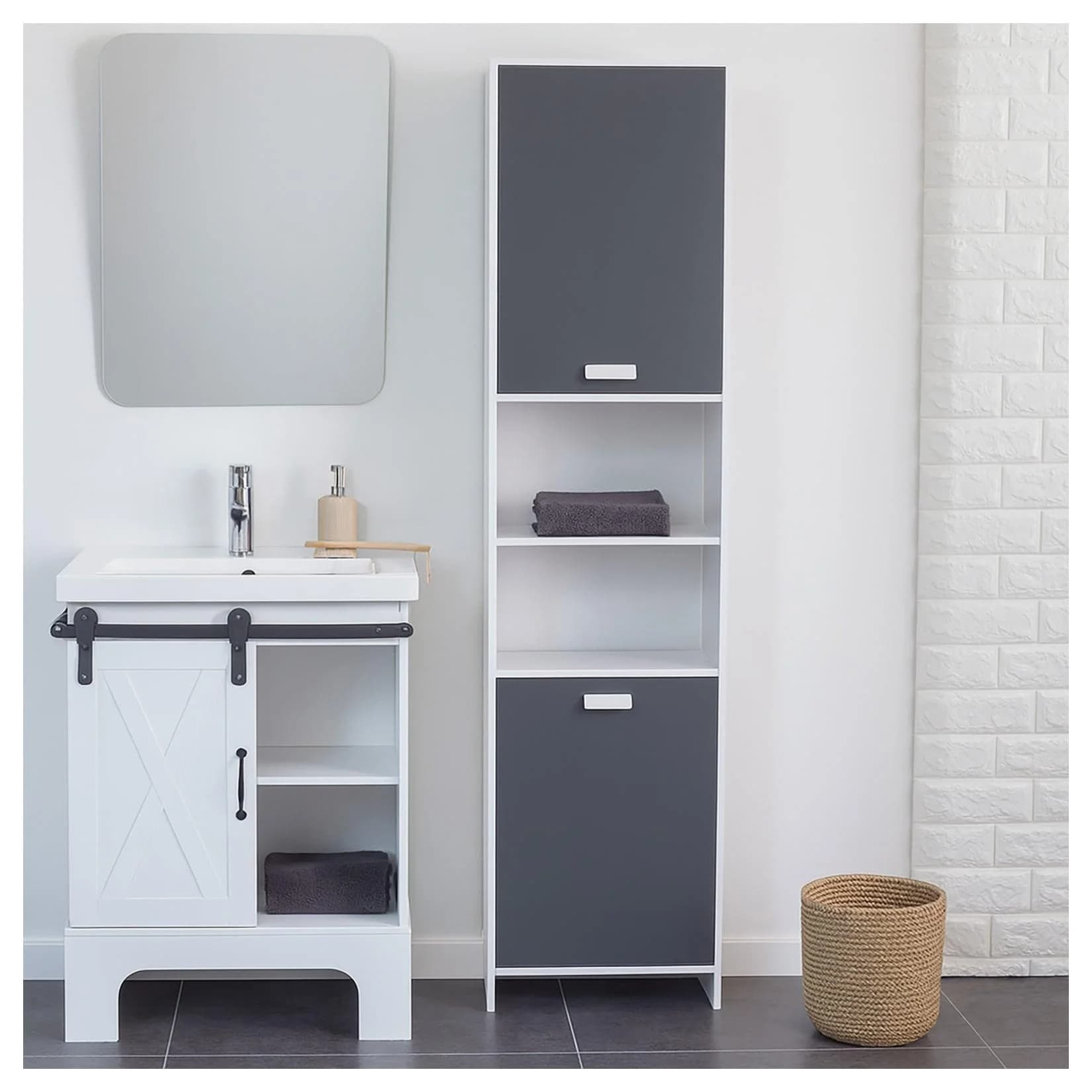 HTI-Living Badschrank Grau Hochschrank - Bild 1