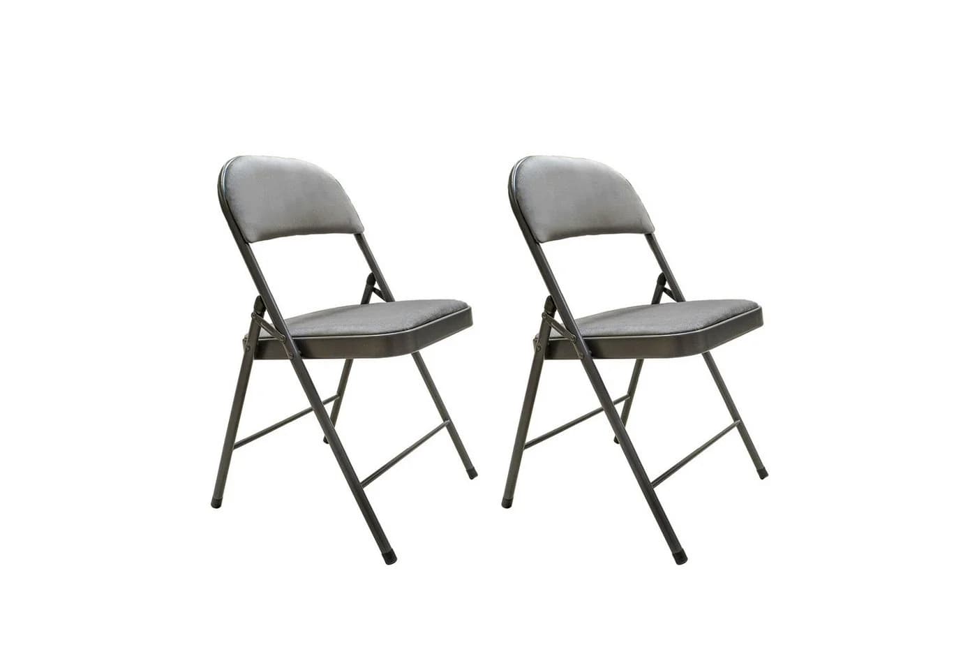 HTI-Living Klappstuhl Dima Velvet 2er-Set Grau Metall - Bild 2