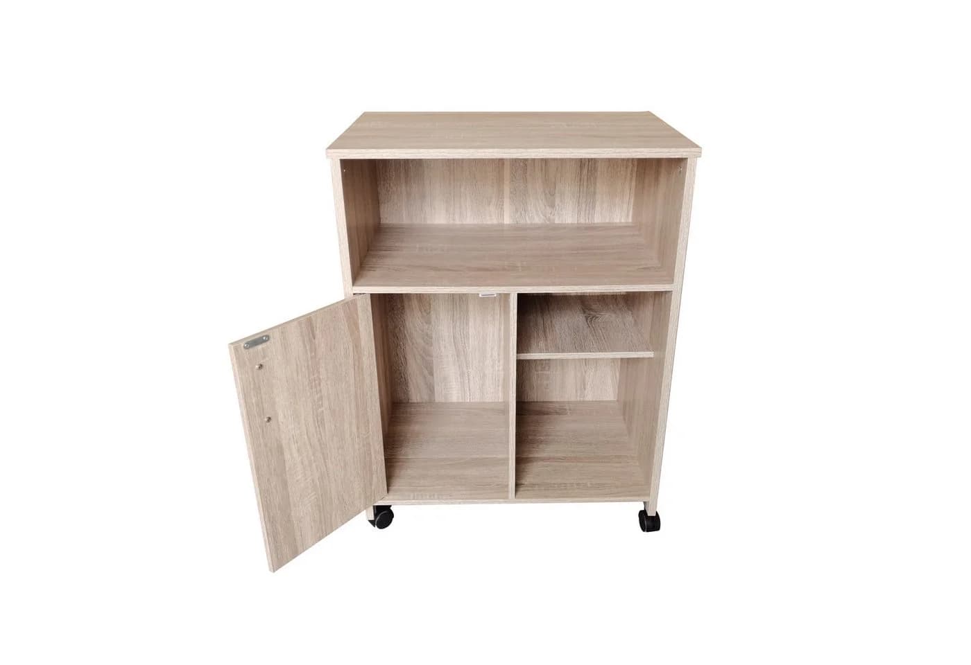 HTI-Living Hochschrank Küchenschrank auf Rollen Beige MDF