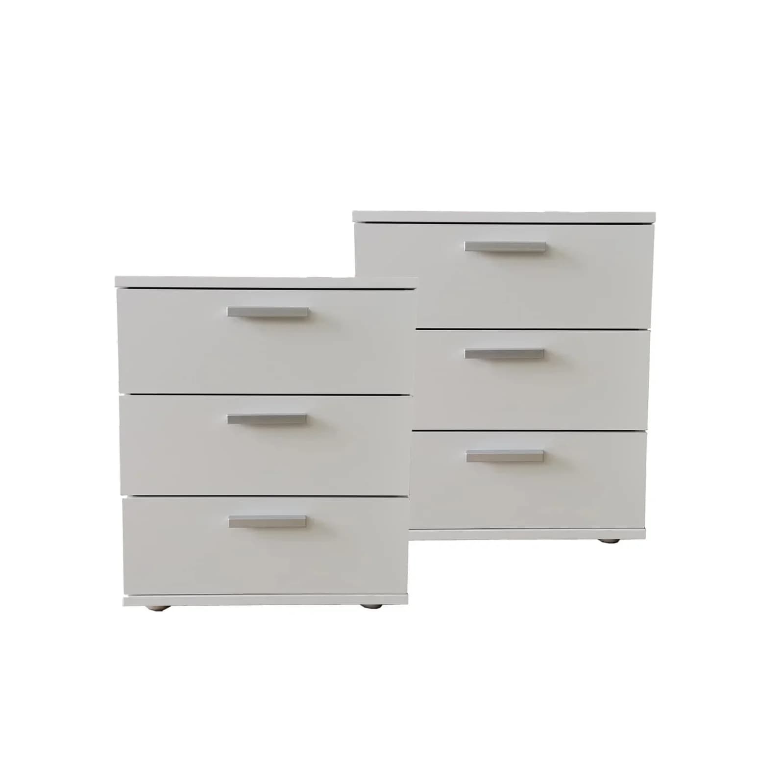 HTI-Living Nachtkommode 3 Schubladen Weiß 2er-Set