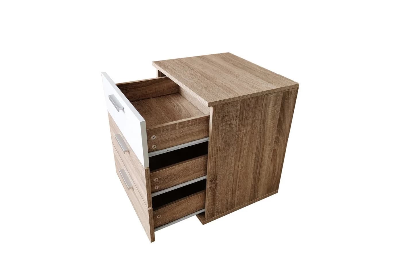 HTI-Living Nachtschrank Nina 3 Schubladen Weiß Sonoma Optik - Bild 5