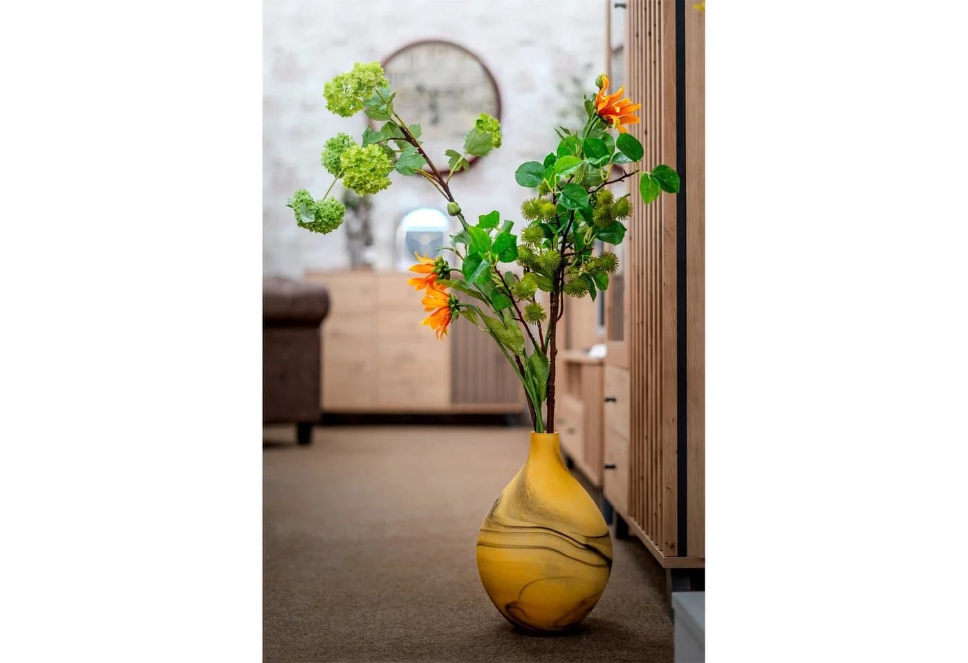 HTI-Living Kunstblume Chrysantheme Orange 74 cm