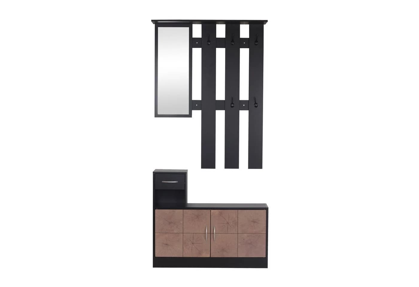 HTI-Living Garderobe Dana Schwarz-Baumscheibe Garderobenpaneel mit Spiegel und Schuhschrank
