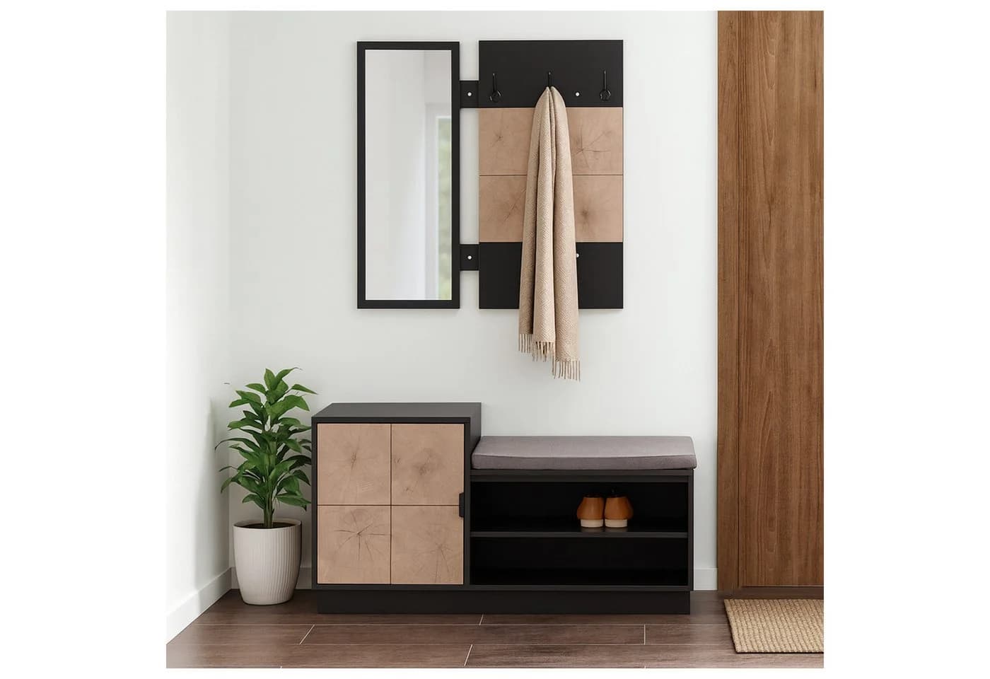 HTI-Living Garderobe Dana mit Schuhbank Schwarz