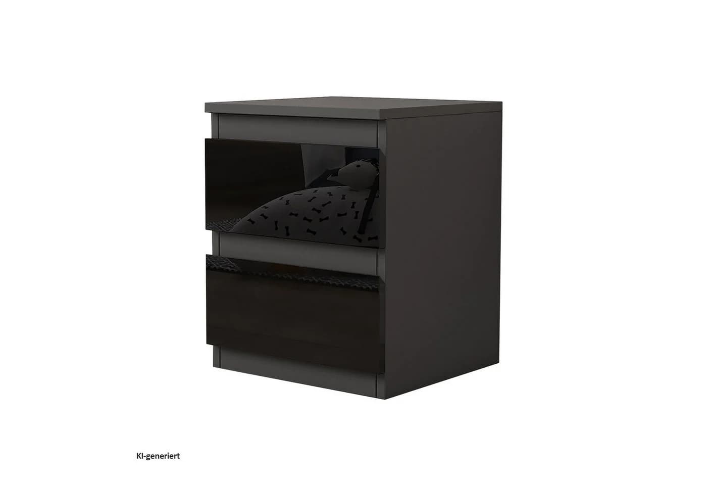 HTI-Living Nachtschrank Kenji Hochglanz Schwarz 2 Schubladen