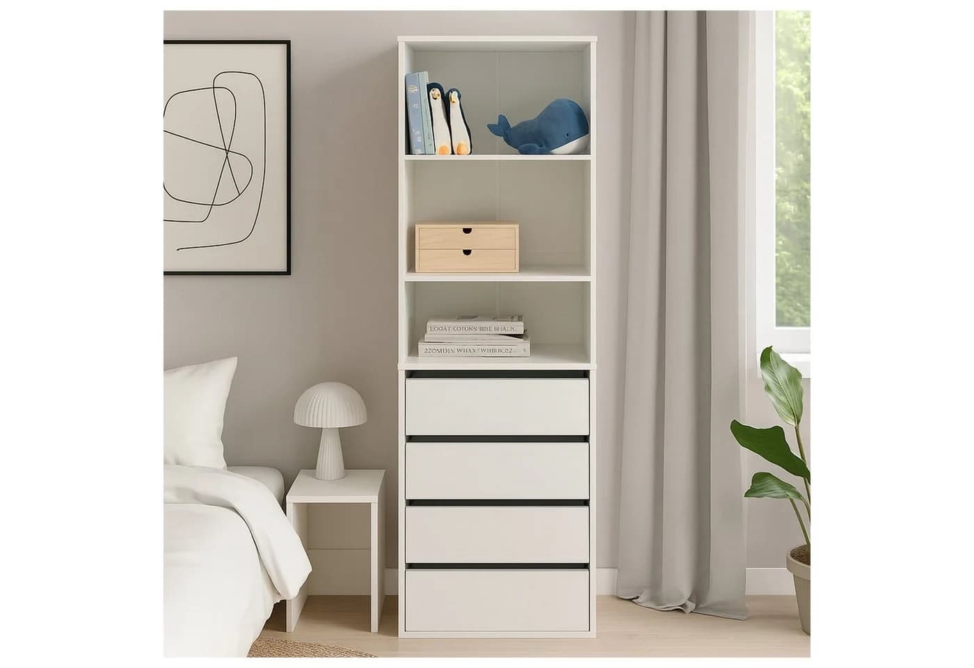 HTI-Living Kommode Nina 4 Schubladen 3 Regalfächer Weiss - Bild 3