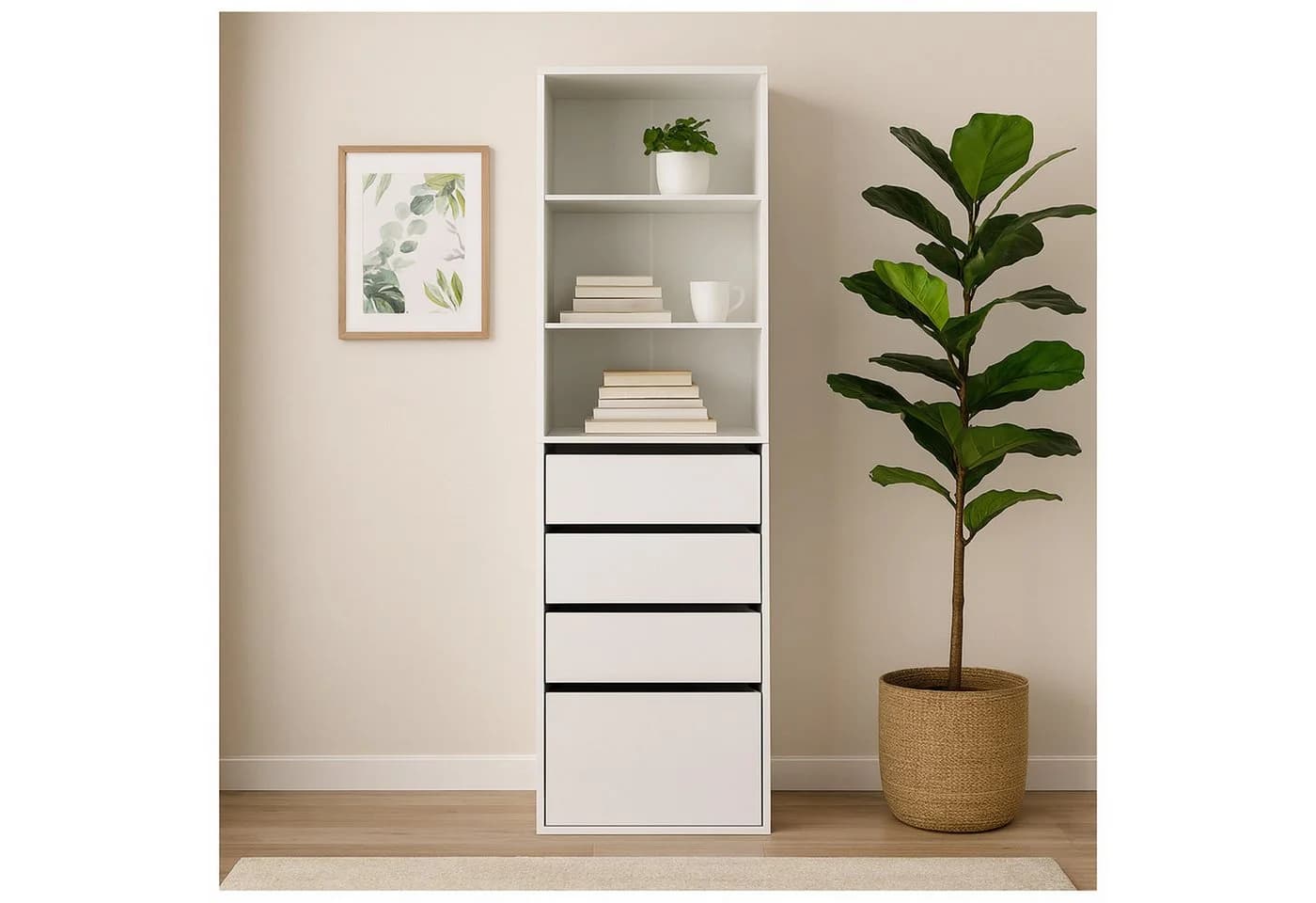 HTI-Living Kommode Nina 4 Schubladen 3 Regalfächer Weiss - Bild 4