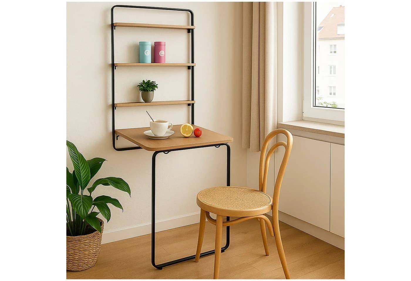 HTI-Living Wandklapptisch 3 in 1 Cora Küchentisch Schreibtisch Beige/Schwarz - Bild 3