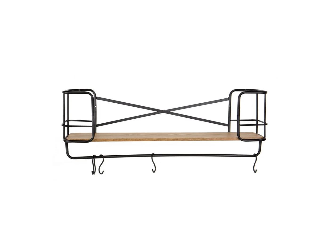 HTI-Living Wandregal Cora Industrie Design Schwarz/Beige Metall Holz