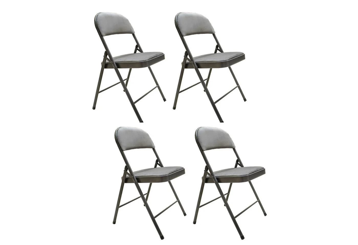 HTI-Living Klappstuhl 4er Set Grau gepolstert Metallgestell - Bild 2