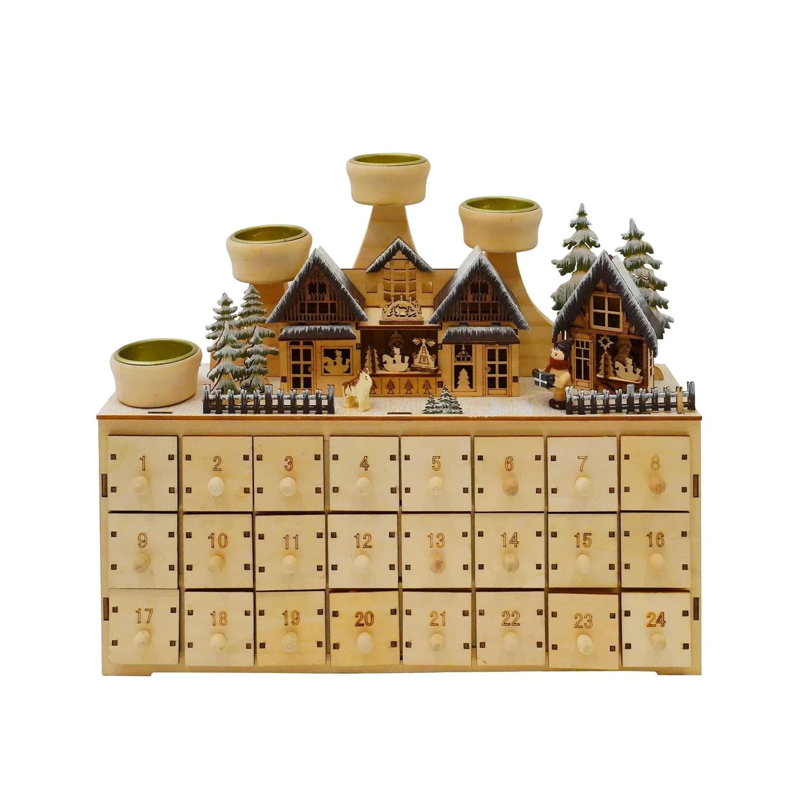 HTI-Living Adventsleuchter mit Adventskalender zum Befüllen Holz