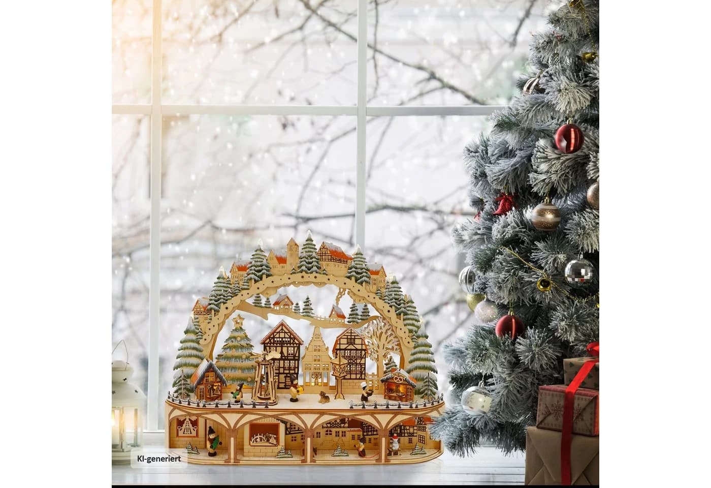 HTI-Living Schwibbogen LED Weihnachtsmarkt