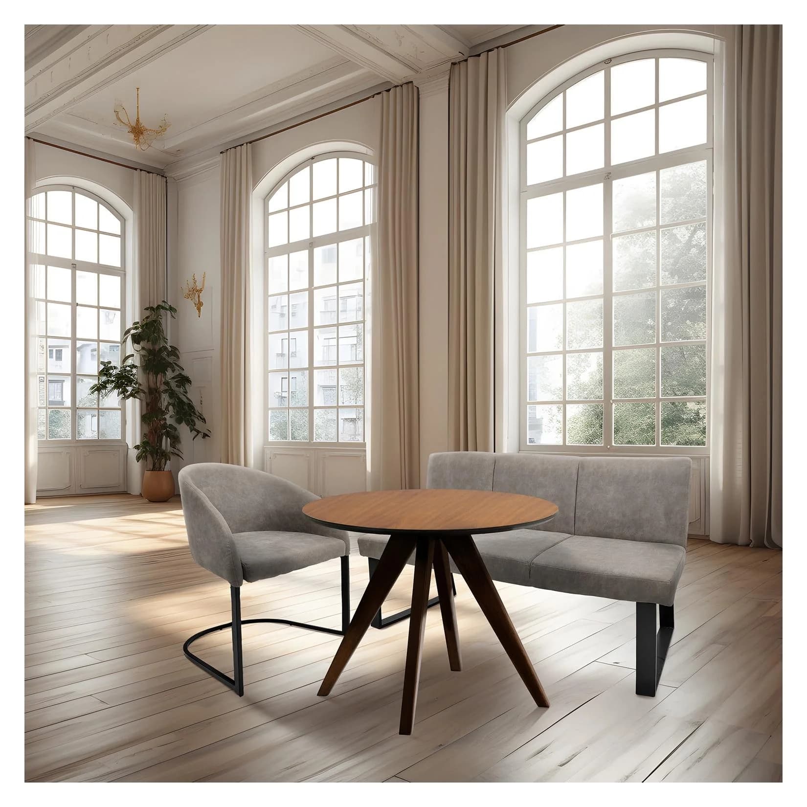 HTI-Living Esszimmerbank Vemal Kunstleder Braun Retro - Bild 2