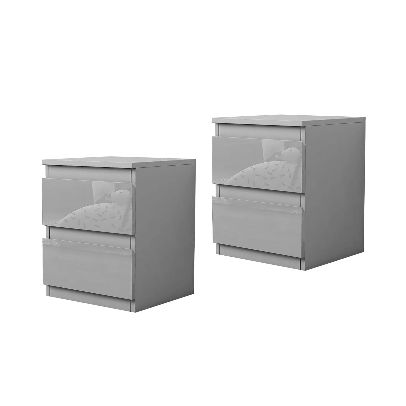 HTI-Living Nachtschrank Kenji Hochglanz Grau 2er-Set