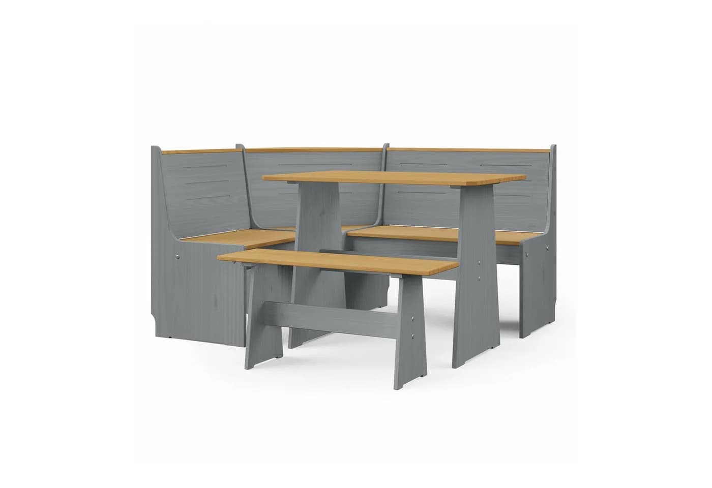 HTI-Living Eckbankgruppe Marija 3-tlg. Grau/Natürlich Landhausstil - Bild 3
