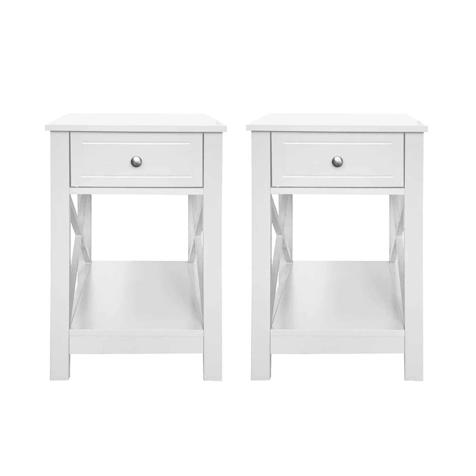 HTI-Living Nachttisch Hayet Weiß 2er-Set Landhausstil