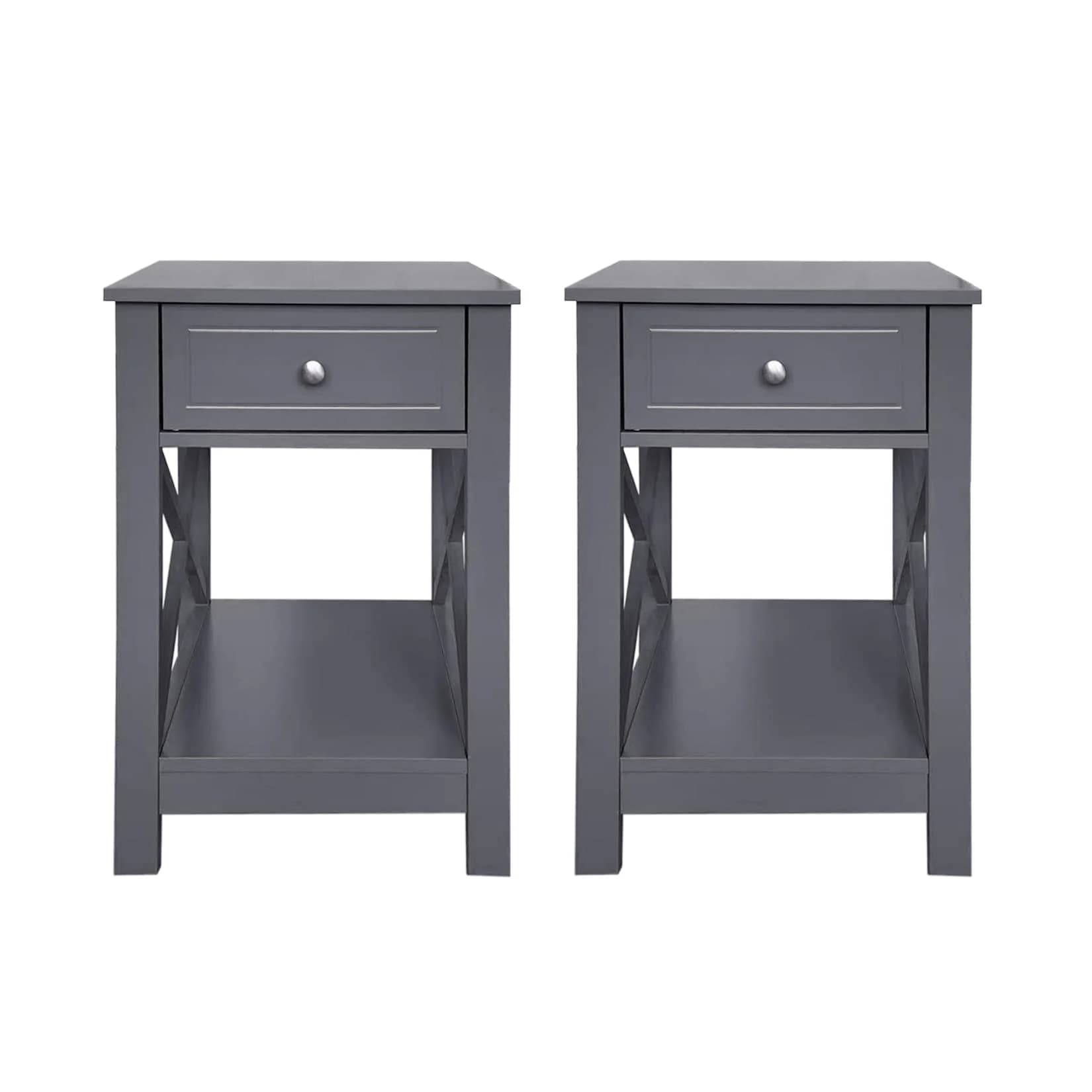 HTI-Living Nachttisch Hayet Grau 2er-Set