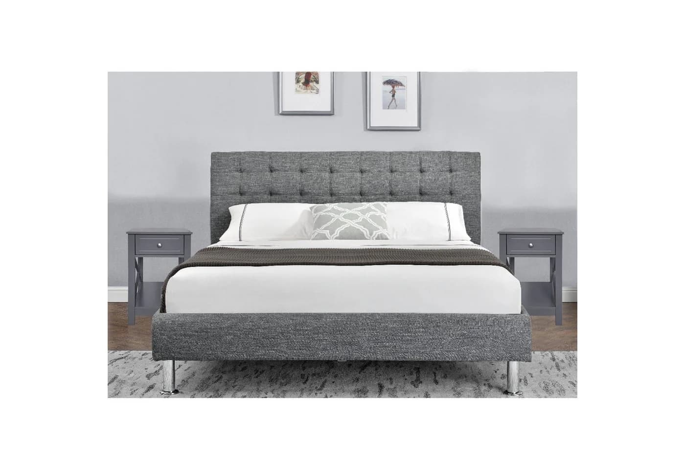 HTI-Living Nachtkommode Hayet 2er-Set Grau Landhausstil