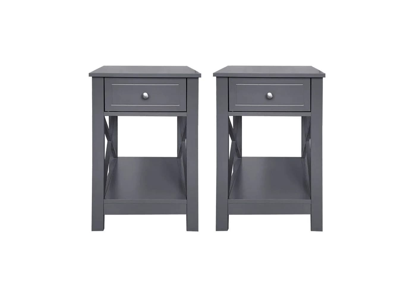 HTI-Living Nachtkommode Hayet 2er-Set Grau Landhausstil - Bild 2