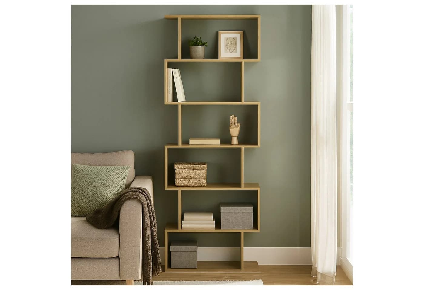 HTI-Living Bücherregal Thekla Baumscheibe Standregal mit 6 Fächern Raumteiler - Bild 3