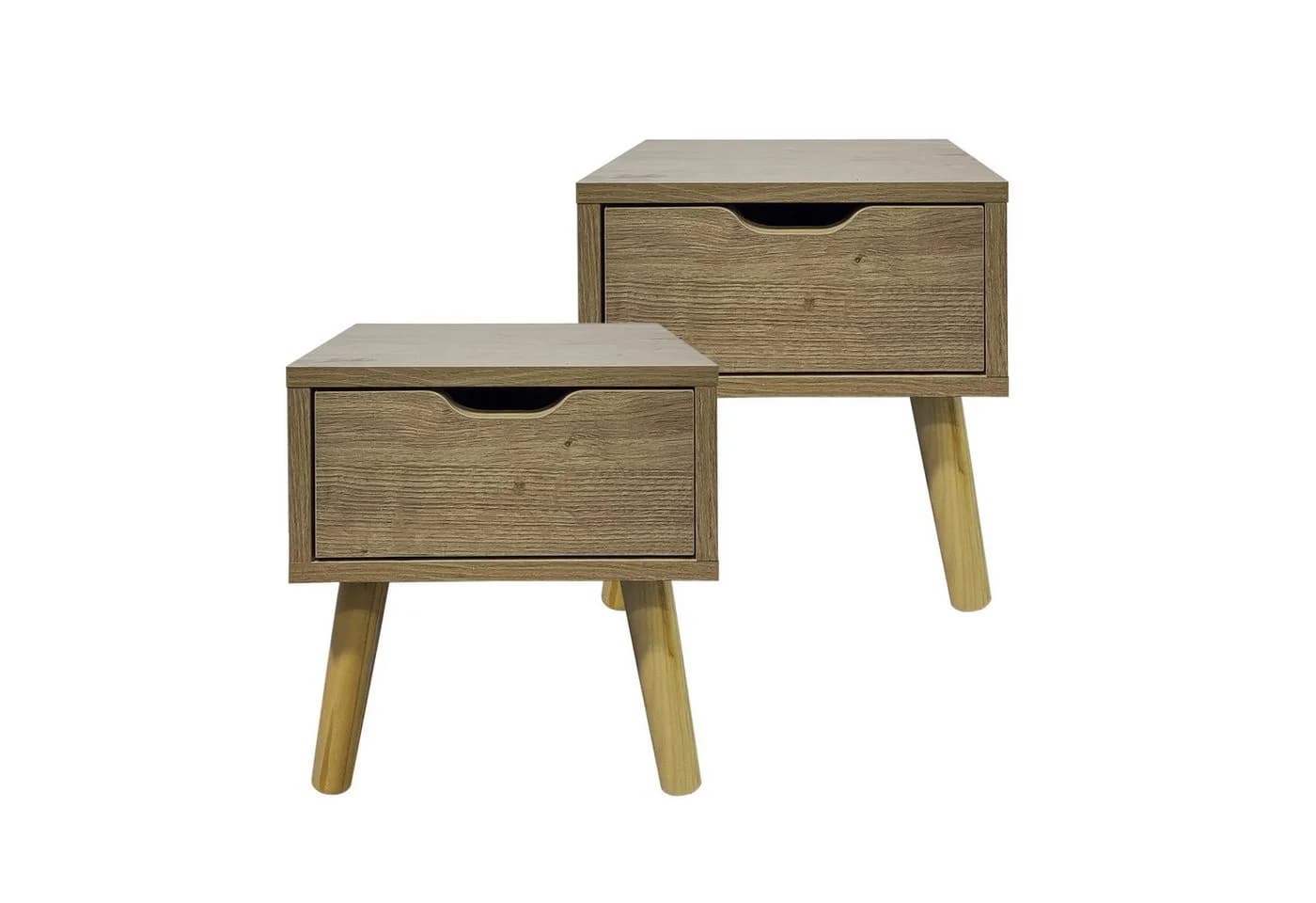 HTI-Living Nachttisch 1 Schublade 2er-Set Thekla Artisaneiche Weiß - Bild 3