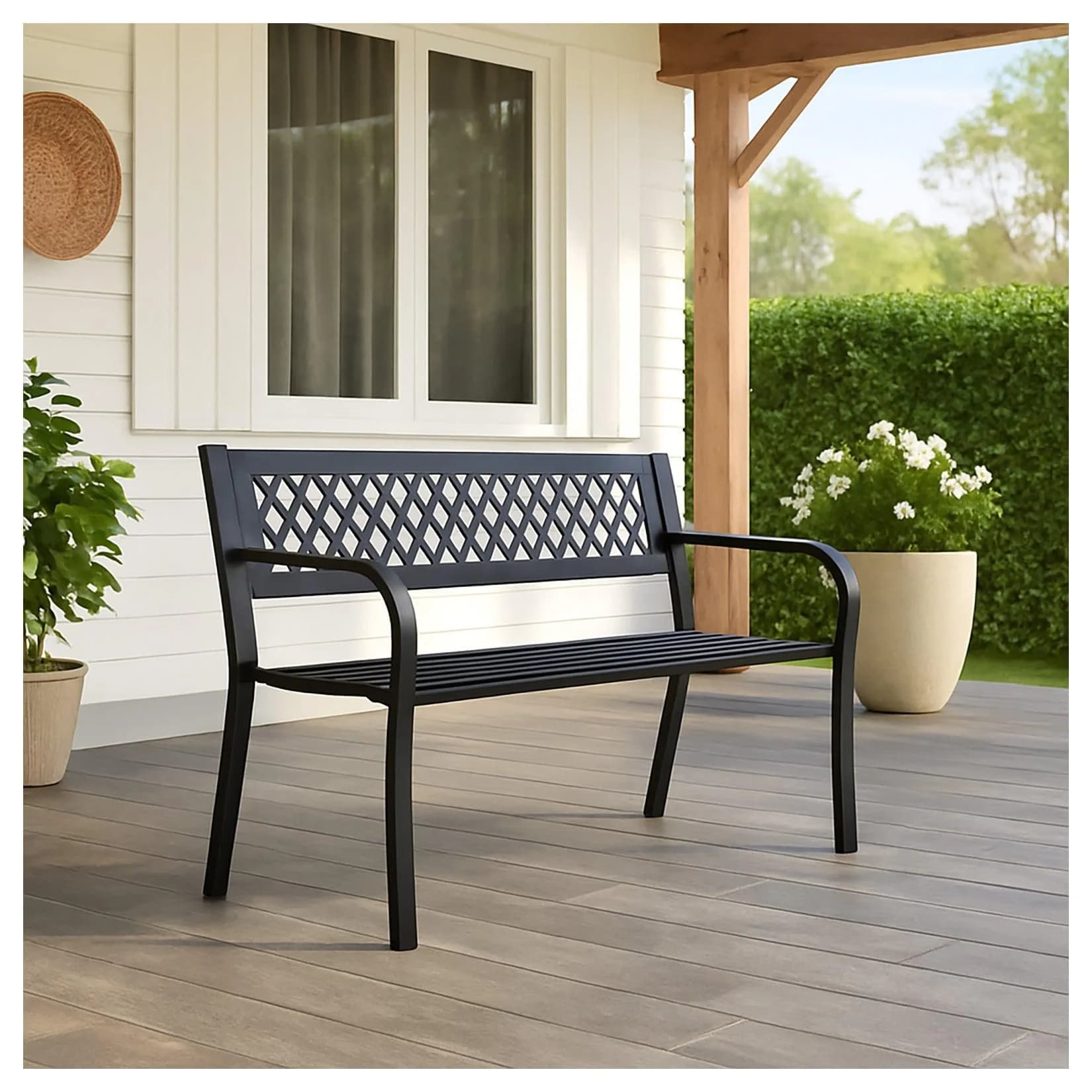HTI-Living Gartenbank Venera Metall Schwarz 2-Sitzer