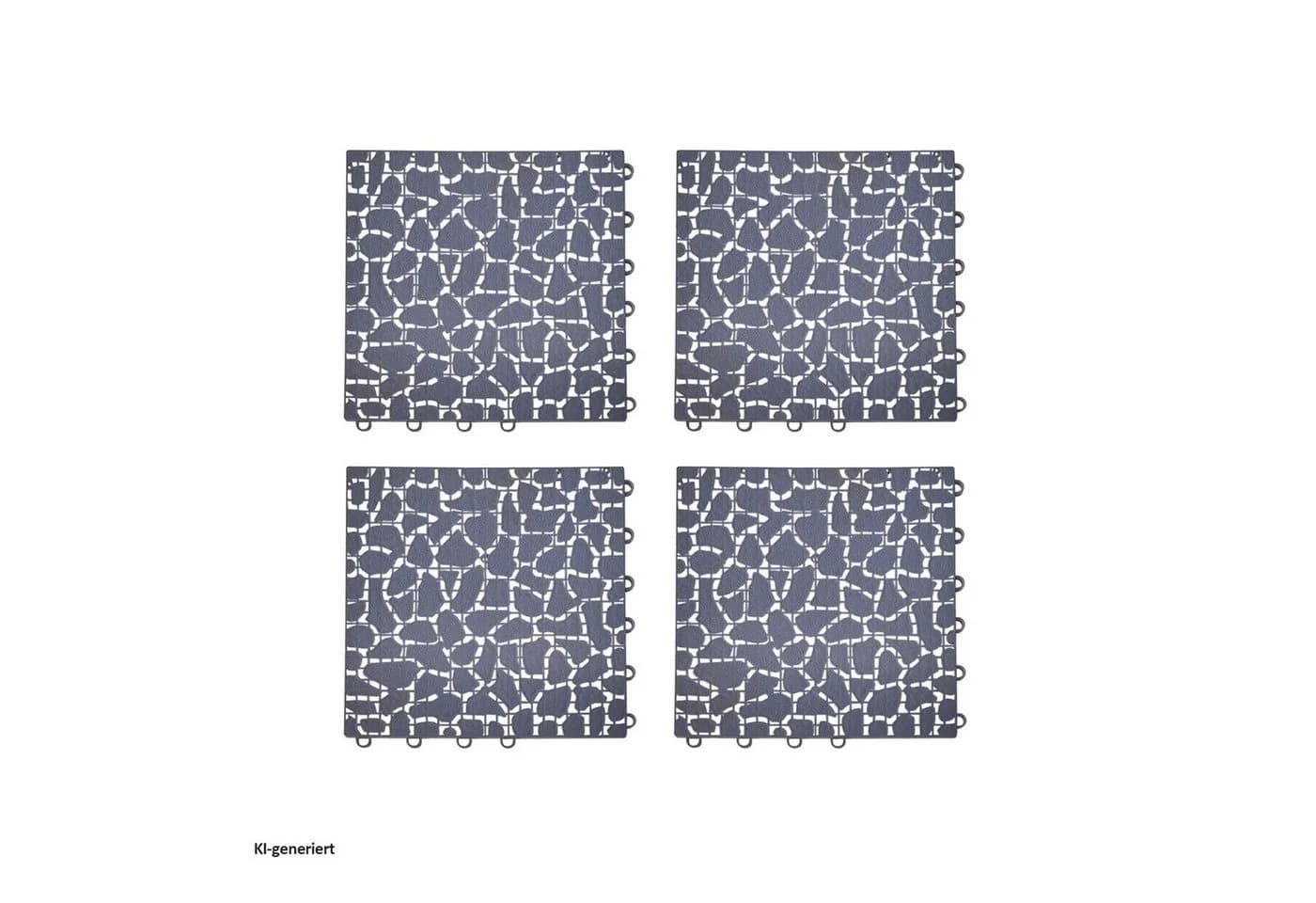 HTI-Living Outdoor-Bodenplatte Nessa Stone Grau Set 4 St. Kunststoff