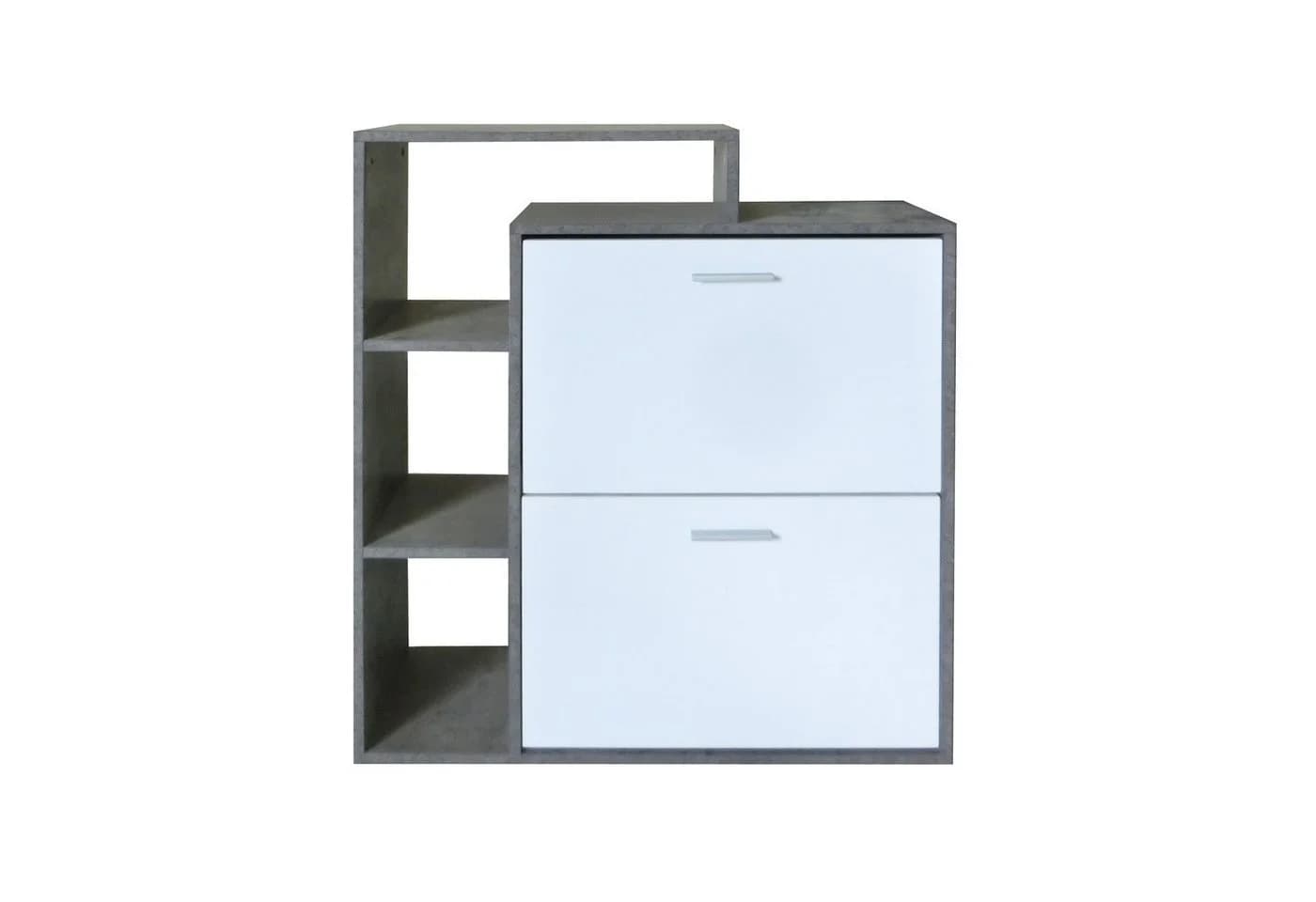 HTI-Living Schuhkipper Lisa mit Regal - Beton-Weiß
